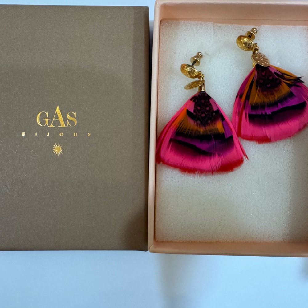 Gas Bijoux Pink Feather Earrings